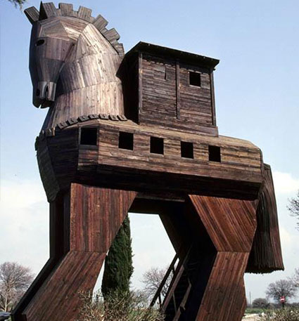 O cavalo de madeira de troy o cavalo de tróia original usado no